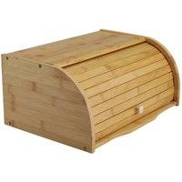 NESTLUNE Bamboo Bread Bin Wooden Bread Box with Roll Top in Brown