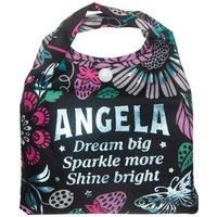 History & Heraldry Women's Personalised Sparkle Shopper Bag - Over 80 Names & Titles - Angela in Black