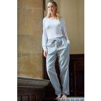British Boxers Women's Chalk Stripe Brushed Cotton Pyjama Trousers in Grey | Size: 2XL