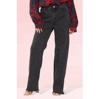 ELAINA FASHION Women's Black Jeans High Waist Straight Wide Leg | Size: Large