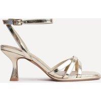 Linzi Women's Faro Gold Faux Leather Strappy Heeled Sandals | Size: 3-Standard Fit