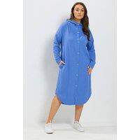 Yours Women's Buttoned Through Hooded Maxi Jacket in Cobalt | Size: 20