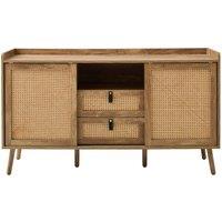 CALICOSY PALMO 2-Door, 2-Drawer Sideboard With Rattan Fronts, 140 Cm Wide in Light Brown