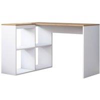 CALICOSY Corner Desk In Oak & White Finish, 120 Cm Wide - CASSIE in Light Oak