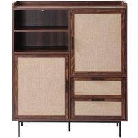 CALICOSY JETSON Highboard With 2 Doors & 2 Drawers With Fabric Fronts, 120 C in Dark Brown