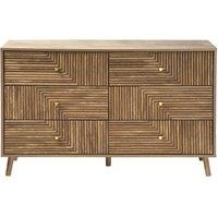 CALICOSY 6-Drawer Chest With Slatted Fronts, 120 Cm Wide - EDEN in Light Brown