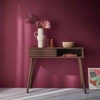 sweeek 100cm scandi-style console, grooved wood effect in Dark Brown