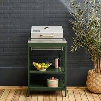 sweeek Charcoal barbecue grill stainless steel with shelves in Green