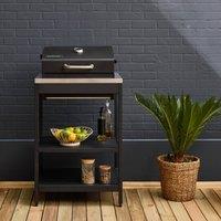 sweeek Charcoal barbecue grill stainless steel with shelves in Black