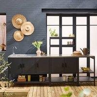 sweeek Outdoor kitchen 3 modules in stainless steel in Black