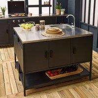 sweeek Outdoor kitchen stainless steel 2 modules in Black