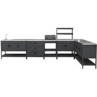 sweeek Outdoor kitchen with charcoal barbecue & 5 modules with sink in Black