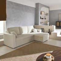 sweeek 3-seater large corduroy corner sofa bed in White