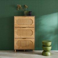 sweeek Shoe cabinet wood & cane decor 3 drawers in Beige