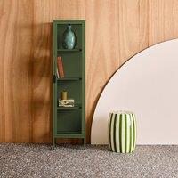 sweeek Sideboard, steel & tempered glass display cabinet with 1 door in Green