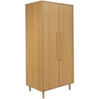 sweeek Wardrobe with wood effect, 2 doors, 1 bar & 2 shelves in Brown