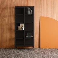 sweeek Sideboard, steel & tempered glass china cabinet with 2 doors in Black