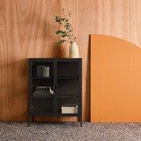 sweeek Steel & Tempered Glass Display Cabinet 2 Doors in Black