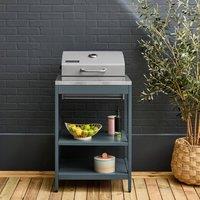 sweeek Charcoal barbecue grill stainless steel with shelves in Grey