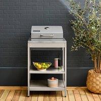 sweeek Charcoal barbecue grill stainless steel with shelves in Beige