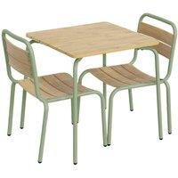 sweeek Children's garden table with steel & wood decor + 2 chairs in Light Green