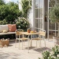 sweeek Children's garden table with steel & wood decor + 2 chairs in Beige