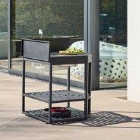 sweeek Outdoor kitchen corner module steel with ice bucket & wooden board in Black