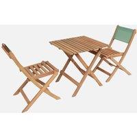 sweeek Children's bistro garden table + 2 chairs acacia wood in Light Green