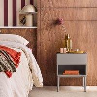 sweeek Bedside table metal with wood decor 1 drawer 1 niche in Grey