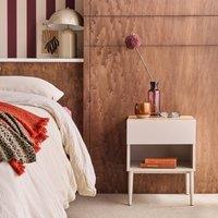 sweeek Bedside table metal with wood decor 1 drawer 1 niche in Beige
