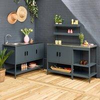 sweeek Outdoor kitchen 3 modules in stainless steel in Grey