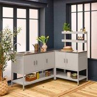 sweeek Outdoor kitchen 3 modules in stainless steel in Beige