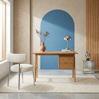 sweeek Desk with 2 drawers hevea wood & oak veneer in Beige