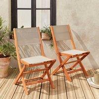 sweeek Pair of foldable wooden garden chairs in Taupe