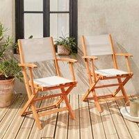sweeek Pair of foldable wooden garden chairs in White