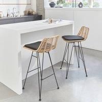 sweeek Pair of rattan bar stools 67cm in Black
