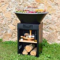 sweeek Brasro barbecue 81, 5cm, cooking grid, wood storage in Black
