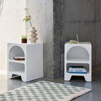 sweeek Pair of white wood-effect bedside tables, 2 niches