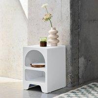 sweeek White wood-effect bedside table, 2 niches