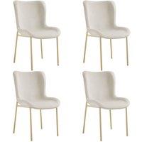 tectake Dining Chair Tessa Set Of 4 - Velvet Look Beige/Gold in Beige | Size: 4 Pack