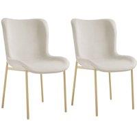 tectake Dining Chair Tessa Set Of 2 - Velvet Look Beige/Gold in Beige | Size: 2 Pack