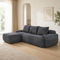 STILVORA 3-Seater Modular Sofa with Cup Holders & Storage in Dark Grey