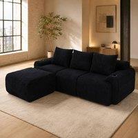 STILVORA 3-Seater Modular Sofa with Cup Holders in Black