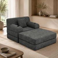 STILVORA Sofa Bed with Storage Pockets & Cup Holders in Grey