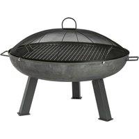Harbour Housewares 75cm Cast Iron Fire Pit BBQ - Outdoor Garden Patio Fire Bowl Heater in Grey