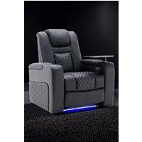 More4Homes Broadway Cinema Electric Recliner Chair USB Charging LED Base w Tray in Black