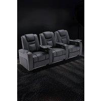 More4Homes Broadway 3 Seater Cinema Electric Recliner Chair USB LED Base w Tray in Black