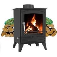 RoyalFire 5kW Steel Solid Multifuel Wood Burning Stove + Firewood Starter Kit in Dark Grey