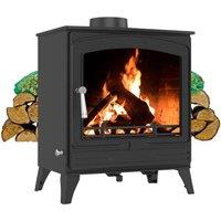 RoyalFire 8.5kW Steel Solid Multifuel Wood Burning Stove + Firewood Starter Kit in Dark Grey