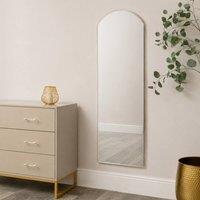 Melody Maison Large Slim Arched Bevelled Frameless Gold Mirror - 47cm X 142cm | Size: 47 cm X 142 cm